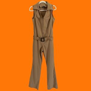 90's 00's vintage tan bodycon y2k jumpsuit Size 9 wet seal